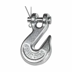This Dayton narrow-opening grab-hook is made of carbon steel with a material thickness of 3/4 in. It is Grade 43 and designed for use with Grade 43 chain. Typical applications include attaching chain ends to themselves or to loads in overhead lifting, towing, and rigging tasks.