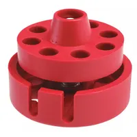 Red twist-lock cable lockout device with a nylon body. Designed for lockout/tagout procedures to isolate energy sources during maintenance. Cable not included