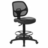 OFFICE STAR Drafting Chair: Work Smart, Black, Vinyl & Mesh Material, Armless Arm, 18 1/2 in Seat Wd (MPN DC2990V)