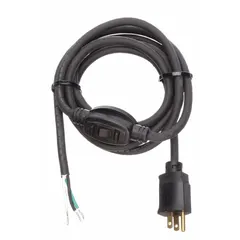 This 10 ft power cord features a 5-15P plug and a bare wire receptacle, with a 3/14 AWG conductor. The SJO rubber jacket provides flexibility and durability for 125V AC applications. An integrated on/off switch allows convenient control of connected equipment. Suitable for temporary or permanent power connections in industrial and commercial settings.