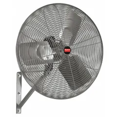 This industrial fan is designed for post mounting and features a 24-inch blade diameter, powered by a 115V AC, 1/2 hp motor. It offers two speeds and oscillating operation to circulate air in warehouses, factories, and workshops, improving ventilation and worker comfort.