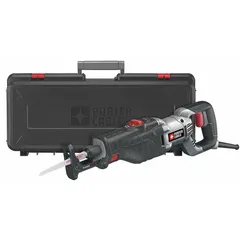 This full-size corded reciprocating saw features an 8.5 A motor and a 1-1/8 in stroke length for cutting wood, metal, and plastic. Orbital action and an adjustable shoe enhance cutting speed and control. Suitable for demolition, remodeling, and general construction tasks.