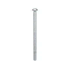 Square neck carriage bolt with 5/8"-11 thread size, 12 inches long, made of Grade 2 steel with zinc-plated finish. The square neck locks into a square hole to prevent rotation during nut tightening. Used for general fastening in wood-to-metal connections, structural framing, and equipment assembly.