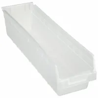 AKRO-MILS Shelf Bin: 23 5/8 in Overall Lg, 6 5/8 in x 6 in, Clear, Nesting Capable, Not Hangable (MPN 30094SCLAR)