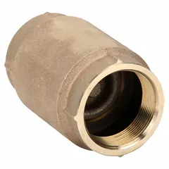 Inline poppet check valve with silicon bronze body and female FNPT x FNPT connections. Prevents backflow in piping systems for water or compatible fluids. 2 in pipe size, lead-free construction.