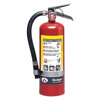 BADGER Fire Extinguisher: 5 lb Extinguisher Capacity, 3A:40B:C - Class ABC Fire Extinguishers