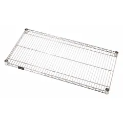 Type 304 stainless steel wire shelf with split sleeve mounting, rated for 600 lb load capacity. Suitable for industrial storage in wet or corrosive environments such as food processing, chemical plants, and marine applications.