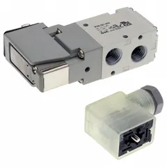 SMC VP342-5DZ1-02TA is a three-way, two-position solenoid air control valve from the VP300 series. It is a single-solenoid, normally closed valve operating on 24V DC with a female 1/4 NPT connection. Used for on/off control of pneumatic actuators, cylinders, or pilot signals in industrial automation.