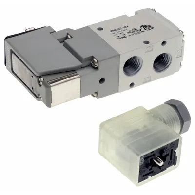 SMC Solenoid Air Control Valve: Three-Way / Two-Position, Single Solenoid, Female 1/4 NPT - SMC VP Series Directional Control Valves