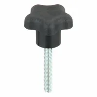 Plastic body with steel thread insert. 5/16"-18 thread size, 2 in thread length. Used for manual clamping, positioning, and adjustment on industrial machinery, jigs, and fixtures