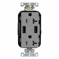 USB Receptacle: Duplex, 5-20R, Gray, 125V AC, 20 A (MPN M58AA-GY)