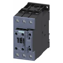 This non-reversing IEC contactor from Siemens features 3 poles with 3 normally open (NO) contacts, rated for 51 A continuous current. The coil operates at 208V AC. It does not include integrated surge suppression. Typical applications include switching motors, lighting, and other industrial loads in control panels, conveyors, and HVAC systems.