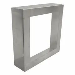 This mounting bracket is constructed of aluminum with a gray finish. It measures 20 1/2 inches in length and 5 inches in width. Used to support and route ductwork, piping, or conduit through walls in HVAC and construction applications.