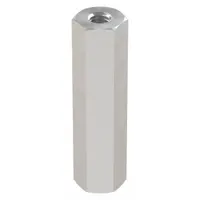 Aluminum female x female hex standoff with plain finish. Overall length 1-1/2 inches. Used to create fixed spacing between panels or components in electronic enclosures, control cabinets, and industrial assemblies. Sold in a 10-pack