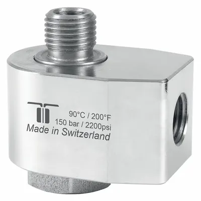 MOSMATIC Rotary Union: Elbow, Nickel-Plated C38500 Brass, 1 Passages, 1/4 in Rotating Shaft - Brass Rotating Joints & Unions