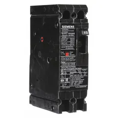 Siemens HED4-series ED-frame molded case circuit breaker rated 60 A with a maximum interrupting rating of 42 kA at 480 V AC. Features a fixed instantaneous trip and load-side lug terminals, supporting any phase connection. Suitable for overcurrent protection in branch-circuit and feeder applications within panelboards and switchboards.