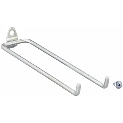 TRITON PRODUCTS Double Rod Pegboard Hook: 1/4 in_1/8 in Peg Hole, Screw-In, Surface, Silver - Hooks for Round-Hole Pegboard