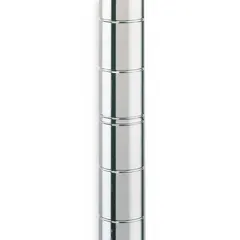 Set of 4 stainless steel split sleeve posts, each 62 inches tall and 1 inch in diameter, with a silver finish. Designed for dry environments, these posts provide corrosion resistance for wire shelving systems in industrial storage applications.