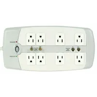 APPROVED VENDOR Outlet Strip: 8 Outlets, 10 ft Cord Lg, 1,050 J Rated Energy, 15 A Current, White