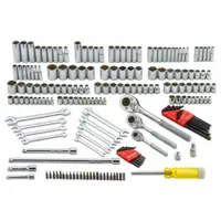 PROTO Socket Wrench Set: 184 Total Pcs, Metric/SAE, 1/4 in/3/8 in/1/2 in Socket Drive Size (MPN J47184)