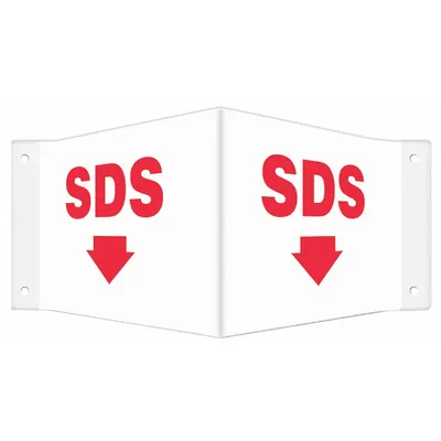 CONDOR Safety Sign: PETG, Mounting Holes Sign Mounting, 8 in x 18 in Nominal Sign Size - V-Shape Projection SDS Signs