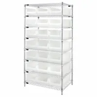 QUANTUM STORAGE SYSTEMS Shelving Unit: 36 in x 24 in x 74 in, 1 Sided, 21 Bins, Shelf Bin, Clear (MPN WR8-952CL)