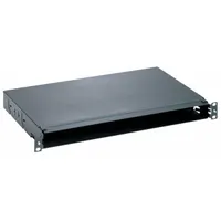 PANNET Fiber Mount Tray: Full-Wd, 1 RU, 11 3/16 in Dp, Black Powder Coated Steel, 1 3/4 in Ht (MPN FMT1)