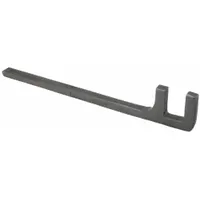 This F-shaped valve wheel wrench is constructed from alloy steel for strength. With a 17 1/2 in overall length, it provides leverage for manual operation of large valves in piping systems, such as gate and globe valves