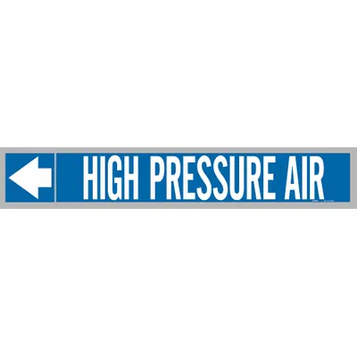BRADY Pipe Marker: High Pressure Air, Blue, White, Fits 1 1/2 to 2 in Pipe O.D. - High Pressure Air Adhesive Pipe Markers on a Roll