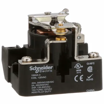 SCHNEIDER Open Power Relay: Surface Mounted, 40 A Current Rating, 120V AC, SPDT - Surface-Mounted Relays