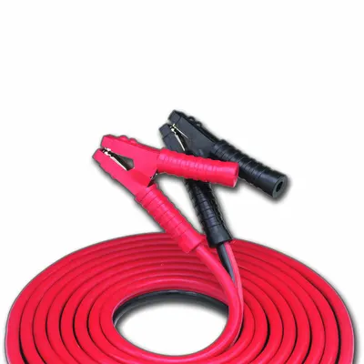 BAYCO Booster Cable: Crimped, 1 AWG, Std Jaw, 25 ft Cable Lg, Black/Red - Clamp Jumper Cables