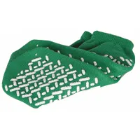 Unisex ankle socks made from terrycloth in green, featuring a single tread design for slip resistance. Size M, sold in a 48-pack. Suitable for use in industrial environments where floor traction is needed