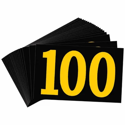 BRADY Number Label: 100, 2 1/2 in Character Ht, 4 3/4 in Character Wd, Retroreflective Sheeting - KVA Markers
