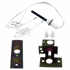 Universal hot surface ignitor for gas-fired heating appliances. Silicon nitride construction with round tip. 120V AC input voltage, hardwired connection, 15 1/2 in lead length. Replaces other OEM brands.