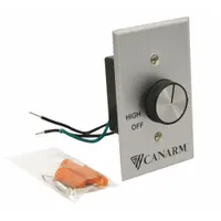 The DELHI CN5061 is a non-reversible dial fan speed control for 120V AC operation. It features a silver plate finish and supports a 5 A current rating. This unit provides manual speed adjustment for compatible fans in residential or light commercial applications