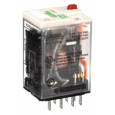 SCHNEIDER General Purpose Relay: Socket Mounted, 10 A Current Rating, 24V AC, 3PDT - Socket-Mounted Relays