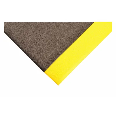 NOTRAX Antifatigue Mat: Pebble, 4 ft x 5 ft, 3/8 in Thick, Black with Yellow Border - Standard Antifatigue Mats
