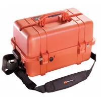 This medical hard sided case is constructed of orange polypropylene and features adjustable tray dividers for organizing contents. The latch closure secures the case, which accommodates items in the 11-20 in/30+ in size range. Typical applications include storage and transport of medical supplies and equipment in emergency response settings