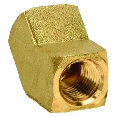 This 45° threaded pipe elbow is designed for high-pressure potable water systems. It connects two 1/4 in pipes and has a maximum operating pressure of 1,000 psi. The fitting measures 1 5/8 in in length and is suitable for applications requiring a directional change in plumbing lines.