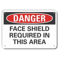 Plastic Face Mask Danger Sign: Plastic, Mounting Holes Sign Mounting, Not Retroreflective (MPN LCU4-0528-NP_14X10)