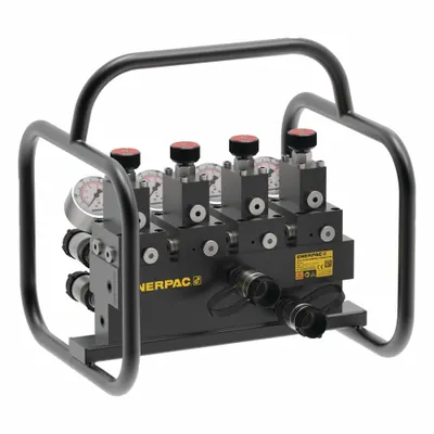 ENERPAC Split Flow Manifold: 2 Inlet Ports, 8 Outlet Ports, 10,000 psi Max Pressure - Split Flow Hydraulic Manifold Valve Assemblies