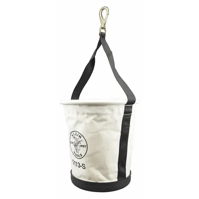 KLEIN TOOLS Bucket Bag: 13 in H, Off-White, Canvas, 0 Pockets - Canvas Bucket Bags