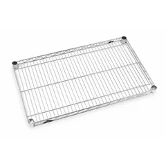 Steel shelf kit with chrome finish for use with METRO Top-Track Wire Shelving model TTM18C. Includes three adjustable shelves and a 1/4 in lip height. NSF Approved for commercial storage applications such as kitchens, warehouses, and retail backrooms.