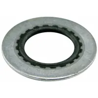 This gasket is a hydraulic filter accessory made of Buna-N with a steel insert. It has a length of 3/32 in and an inside diameter of 3/4 in. Designed to seal connections in hydraulic filter assemblies, it is used in fluid power systems to prevent leaks