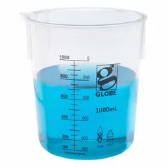 APPROVED VENDOR Low Form Plastic Beaker With Handles, 1,000 mL, Clear Polymethylpentene, Printed Graduations