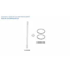 Ultraviolet lamp replacement component for water purification systems. Used to inactivate microorganisms in the water stream. Verify compatibility with the specific ELGA unit before installation.