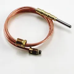 Thermocouple for temperature measurement in HVACR systems. Used for flame sensing and temperature control in gas-fired furnaces, boilers, and water heaters. Provides accurate temperature feedback for safe and efficient heating equipment operation.