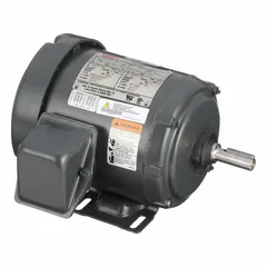 This Dayton rigid base 3-phase AC motor features a totally enclosed non-ventilated (TENV) enclosure, rated 3/4 hp at 3500 RPM (60 Hz). It operates on 208-230/460V AC with full load current of 1.9/1.8-1.0 A. Suitable for industrial applications such as pumps, fans, conveyors, and compressors where a compact, protected power source is required.