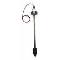 Rod-type float level sensor with 316 stainless steel body and stem, Buna N float, and 4 to 20mA output. Accuracy +/-0.25 in, operates on 12/30V DC, vertical NPT connection. cULus listed for chemical media. Used for continuous level monitoring in tanks and process vessels