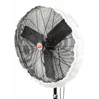This fan shroud air filter uses polyester media for particulate filtration. The hook-and-loop closure secures the filter to fan shrouds with guard diameters from 24 to 26 inches. Typical applications include industrial ventilation systems where airborne particle capture is required